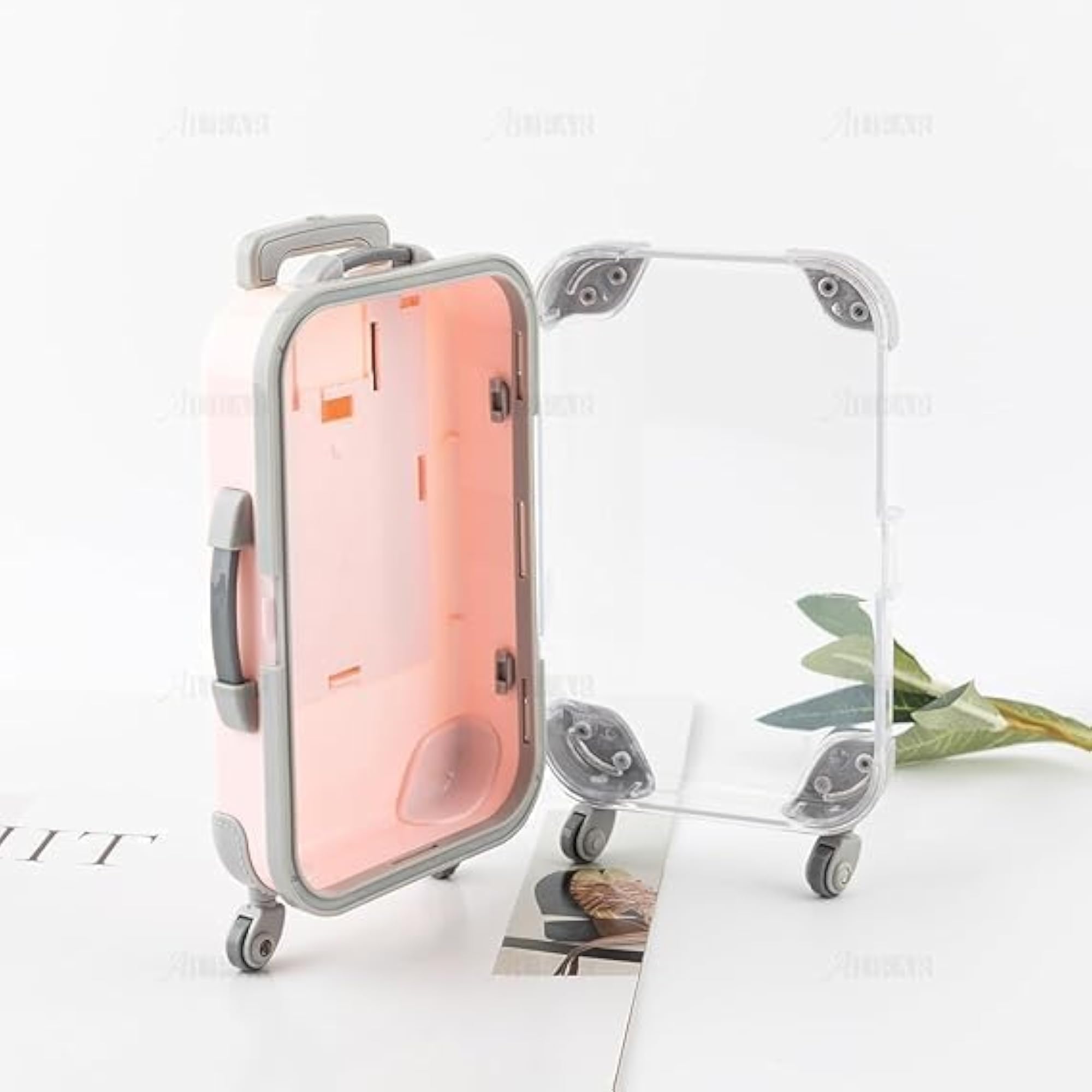 Plastic Rolling Trolley Eyelashes Box, Mini Suitcase Storage